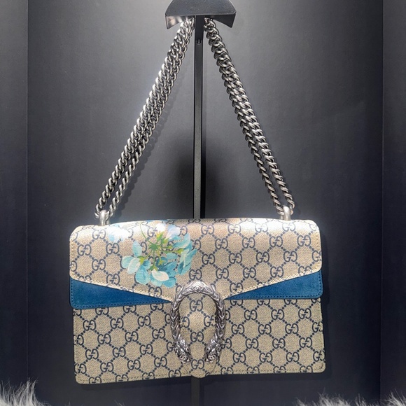 Gucci GG Blue Blooms Dionysus Coated Canvas with Chain - Picture 1 of 16